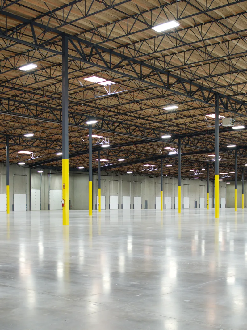 Open warehouse floor with skylights at Seaway West